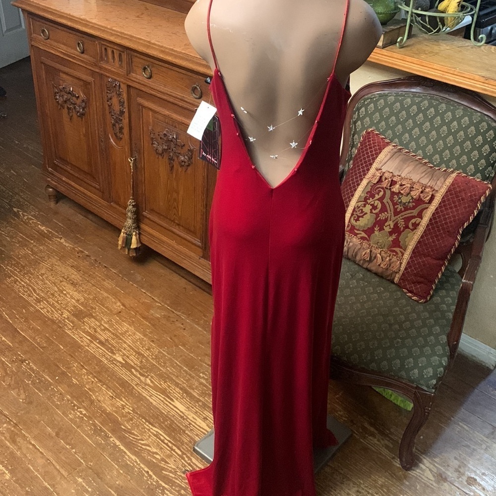 Vintage 90s Y2k Niki Livas Red Velvet Gown NWT - Picture 11 of 13